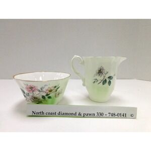 Royal Grafton Fine Bone China Creamer & Sugar Bowl  Pink Floral Gold Trim DW707